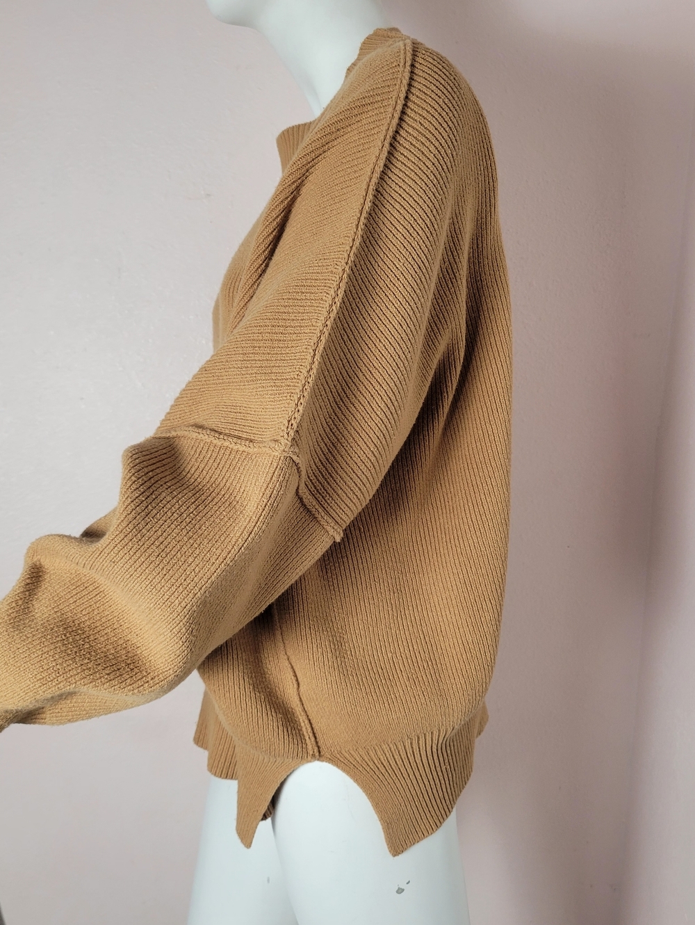 Free People Oversized Chunky Knit Sweater, Brown, Size S/M, Ribbed - Picture 4 of 8